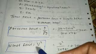 problem on Bernoullis equation Total head [upl. by Mathew]