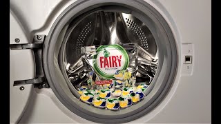 Experiment  Cleaning with Fairy Dishwashing Capsules  in a Washing Machine [upl. by Bezanson647]