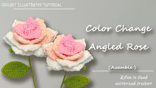 How to Crochet a Beautiful Color Change Angled Rose  Assemble Tutorial [upl. by Robinson]