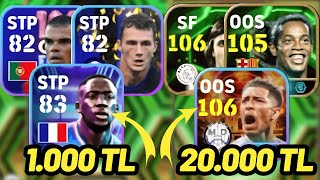 1000 TL VS 20000 TL KADRO  EFOOTBALL 2025 MOBİLE [upl. by Mcnair]