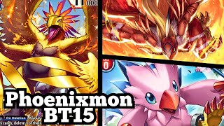 Phoenixmon Rises From The Ashes BT15 Deck Profile Strategy [upl. by Hsatan426]