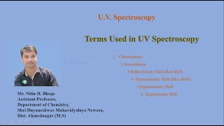 Terms used in U V Spectroscopy  Chromophore Auxochrome bathochromic shift  Prof Nitin Bhoge [upl. by Hillery116]