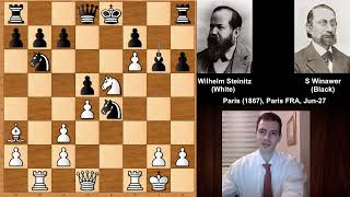 Epic Chess Game Wilhelm Steinitz vs Simon Winawer  Paris 1867 [upl. by Dollar594]