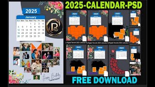 calendar psd template free download 2025 l Calendar PSD Free Download  Photoshop tipswal [upl. by Yrret52]