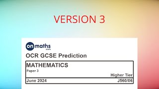 UPDATED June 2024 Predicted Maths GCSE Paper 3 OCR Higher Paper 3 Calculator Exam J56006 [upl. by Dyan]