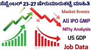 September 2327 Stock market events  IPO GMP today US GDP Data  Nifty weekly analysis [upl. by Lamhaj]