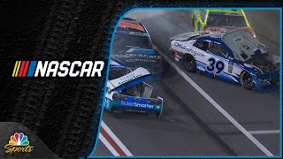 Riley Herbst sets off chainreaction NASCAR Xfinity Series wreck at Atlanta  Motorsports on NBC [upl. by Blunt]