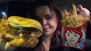 Wendys Mukbang  Asiago Ranch Classic Chicken Club [upl. by Tenaej288]