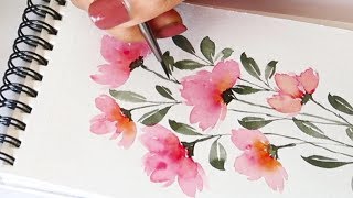 How to paint easy and quick flower bunch  Watercolor florals  Easy florals painting ideas [upl. by Rodi]