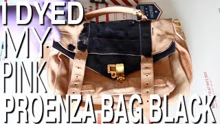 I DYED MY PINK SUEDE PROENZA BAG BLACK DIY SUEDE BAG REDYE [upl. by Harac]