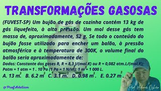 FUVESTSP Um bujão de gás de cozinha contém 13 kg de gás liquefeitoProfAdetiam [upl. by Reidar]