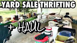 Spontaneous THRIFT WITH US at A YARD SALE And we share our THRIFT HAUL [upl. by Oirevas]