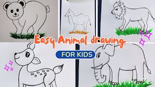 How to draw animal animals drawing for beginners lion panda artndip4096 [upl. by Ribaj724]