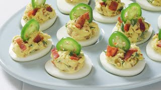 How to make Bacon Jalapeño Deviled Eggs  Deviled Eggs Recipe [upl. by Audwin]