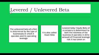 Levered and Unlevered Beta Cost of Capital Part 6 Munjal University [upl. by Joslyn]