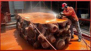 Man Transforms Massive Tree Log into Amazing Table  by WoodworkingCraftsman [upl. by Hines]