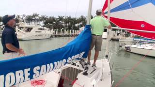 Offshore Sailing School  How to Jibe a Symmetric Spinnaker [upl. by Atiuqram727]