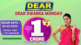 NAGALAND STATE DEAR GOVERNMENT LOTTERIES DRAW DEAR DWARKA MONDAY DRAW TIME 1 PM DRAW DATE 26022024 [upl. by Staw]