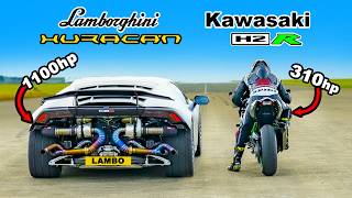 Lamborghini Huracan Turbo vs Kawasaki H2R DRAG RACE [upl. by Arved159]