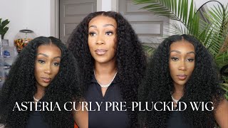 ASTERIA HAIR REVIEW  250 DENSITY CURLY HD LACE 13X4 WIG UNBOXING  DETAILED INSTALL PREPLUCKED [upl. by Anilah]