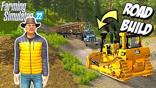 Building a Logging Road in Game with a Caterpillar  Farming Simulator 22 [upl. by Aeneg]