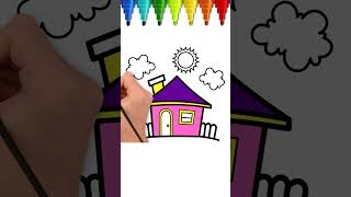 Little Cute House Drawing and Coloring shorts shortsfeed [upl. by Drannek]