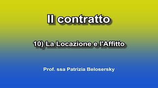 Il contratto 10 La locazione e laffitto [upl. by Rustie]