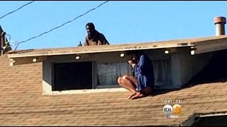 Woman Hides From Mentally Ill Intruder On Roof [upl. by Llegna]