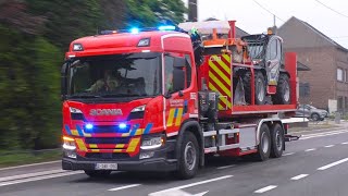 EQ2B Sirene Brandweervoertuigen uit Asse en Lennik met spoed onderweg naar dier in nood in Ternat [upl. by Adialeda]