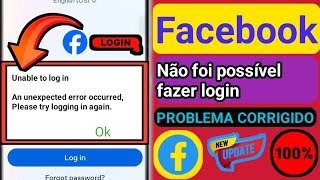 Como corrigir um erro inesperado ocorrido no problema de início de sessão do Facebook 2024। [upl. by Ahoufe217]