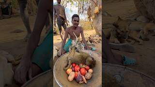 The dinner was so delicious that I brought vegetables to the Hadsabicookinghadzabetribe bush [upl. by Enomyar]