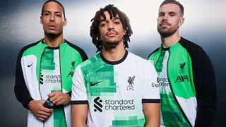 The NEW Liverpool FC away kit  Inspired by the 90s 🟢⚪️ [upl. by Lleuqar]