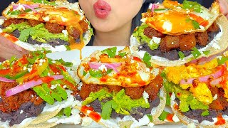 ASMR COLORFUL TOSTADAS WITH CHORIZO amp SOFT FRIED EGGS EATING SOUNDS MUKBANG  ASMR Phan [upl. by Eanyl]