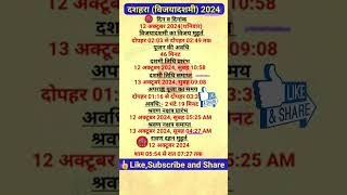 Dussehra Kab Hai 2024 Vijayadashmi 2024 Date  Dussehra 2024 Date Time Muhurat  दशहरा कब है [upl. by Kissiah]