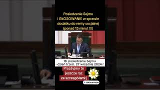 Posiedzenie Sejmui GŁOSOWANIE w sprawie dodatku do renty socjalne jponad 13 minut [upl. by Dora]