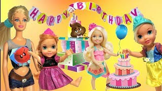 Barbie Sisters Fancy Dress Birthday Party Anna amp Elsa Toddlers🎂Chelsea LOL Surprise Dolls amp Toys [upl. by Kurr450]