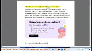 Yahoo biz mail How do I login to Yahoo business email yahoo mail business [upl. by Eramat]