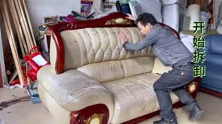 how to make sofa leather sofa repair sofa making sofa set creating sofa making process simple sofa [upl. by Tips443]