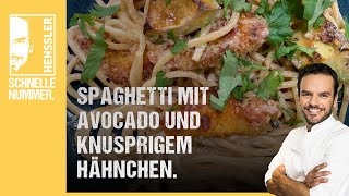 Schnelles Spaghetti mit Avocado und knusprigem Hähnchen Rezept von Steffen Henssler [upl. by Ingold546]