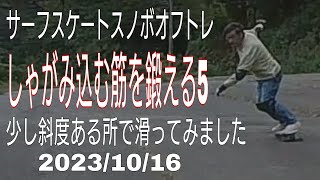 【サーフスケートスノーボードカービングオフトレ32】しゃがみ込む筋を鍛える5 斜度ある所で滑ってみました 久しぶりにショートターンの練習もしてみました [upl. by Yema]