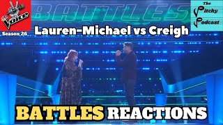 NBCs The Voice Season 26 Battles REACTION Lauren Michael Sellers vs Creigh Riepe [upl. by Pammi564]