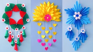 3 Unique Flower Wall Hanging  Quick Paper Craft For Home Decoration  Easy Wall Mate DIY Wall Decor [upl. by Lanuk]