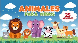 Animales para niños 25 minutos Sonidos de animales de granja y selva [upl. by Yblok]