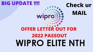 WIPRO OFFER LETTER OUT  Elite NTH 2022  BIG UPDATE WIPROOFFERLETTER [upl. by Annice]