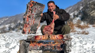 Tender And Very Juicy Steaks Cooked Between Two Hot Logs Mountain Life [upl. by Eilyab139]