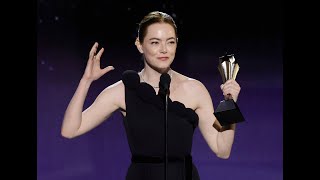 Emma Stone wins the quotBest Actressquot award at the 29th annual Critics Choice Awards [upl. by Yedok]