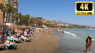 Malaga Beach Walk 4K 🌞 Costa Del Sol 🌞 Spain Beach August 2022  Playa De La Malagueta 🅼🅰🅻🅰🅶🅰 [upl. by Atyekram588]