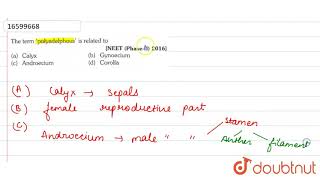 The term polyadelphous is related to [upl. by Srini]