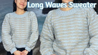 Wavy Sweater Crochet Tutorial  Long Wave Stitch  Crochet Long Waves Sweater [upl. by Torras]