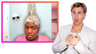 Hairdresser Reacts To Chaotic Home Relaxer Videos [upl. by Adnalor]